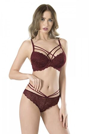 Fabony Kadın Dantelli İpli Yumuşak Cup Sütyen Külot Takımı 4120