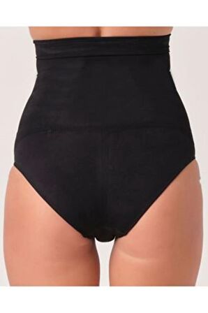 Sistina Kadın Siyah Dikişsiz Yüksek Bel Slip Külot Korse 780