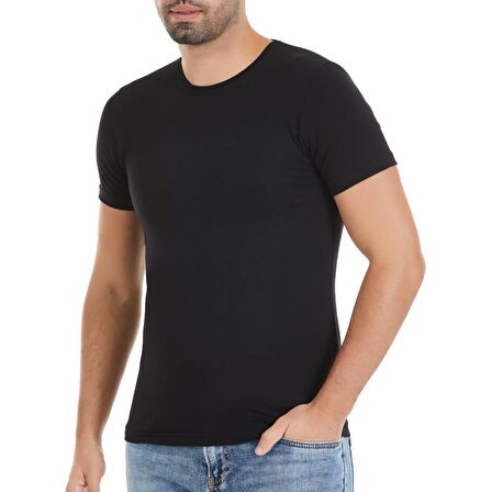 6 Adet Yıldız Erkek Modal Kısa Kollu T-Shirt Fanila Siyah 336