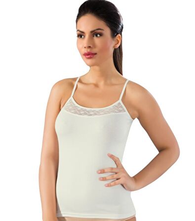 Lüx Drm Kadın Bambu Likralı Dantelli İp Askılı Atlet 3610