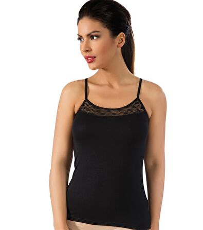 Lüx Drm Kadın Bambu Likralı Dantelli İp Askılı Atlet 3610