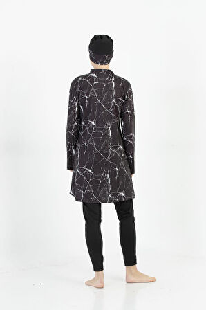 Form Angel Kadın Desenli Likralı Tam Kapalı Tesettür Mayo 1600-52