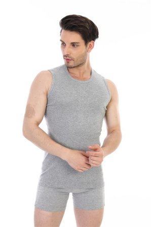 3 Adet Çift Kaplan Erkek Ribana Kolsuz Spor Atlet Gri 920