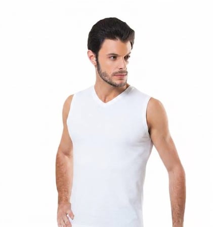 6 lı Paket HMD Ribana Erkek Sıfır Kol V Yaka Fanila Atlet Beyaz 513