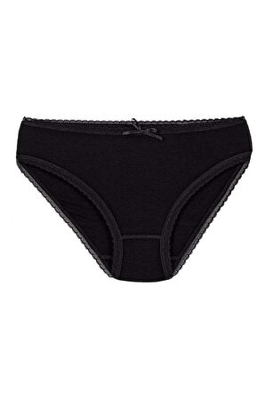 12 Adet Yıldız Bayan Bambu Dantelli Bikini Külot Siyah 3881