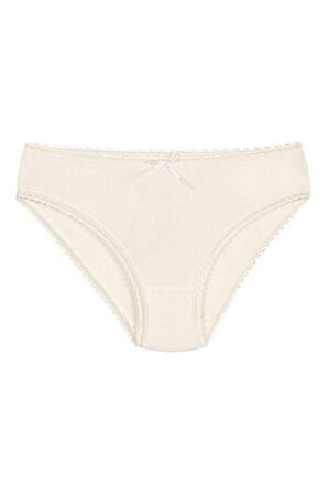 12 Adet Yıldız Kadın Bambu Dantelli Bikini Külot Ekru 3882