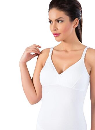 Lüx Drm Kadın Lohusa Emzirme Atleti Beyaz 1118