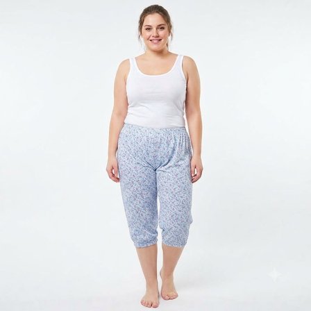 ES Eyüp Selda Yazlık Büyük Beden Kısa Lastikli Anne Pijama Altı
