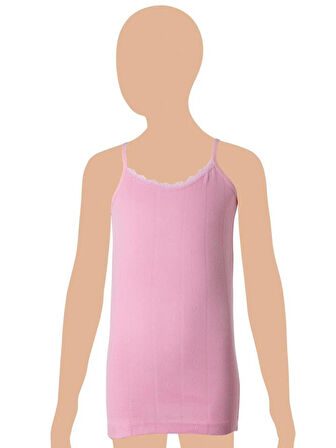 12 Adet Gümüş Kız Çocuk Jakarlı İp Askılı Atlet Karışık Renk 3086