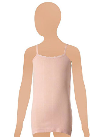 12 Adet Gümüş Kız Çocuk Jakarlı İp Askılı Atlet Karışık Renk 3086