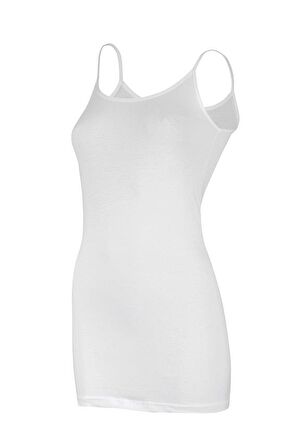 6 Adet Yıldız Modal Kadın Likralı İp Askılı Uzun Atlet Beyaz 2265