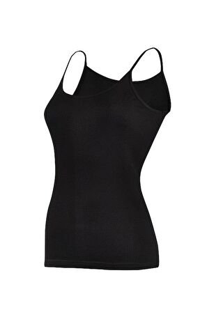 6 Adet Yıldız Kadın Ribana Biyeli İp Askılı Atlet Siyah 2047