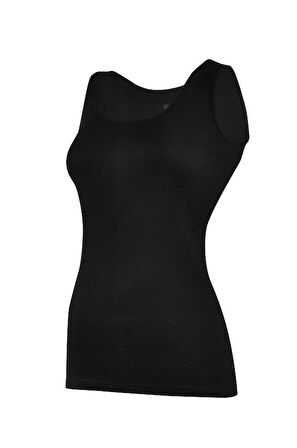 6 Adet Yıldız Kadın Ribana Biyeli Geniş Askılı Atlet Siyah 2038