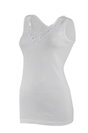 6 lı Paket Yıldız Kadın Ribana Güpürlü Geniş Askılı Atlet 2027