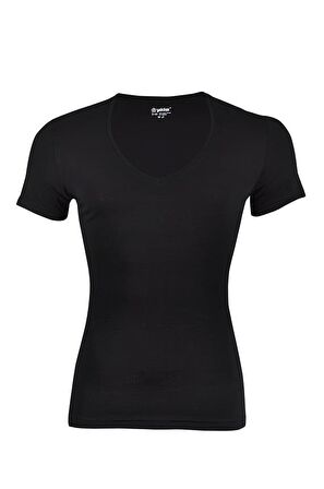 6 Adet Yıldız Erkek Likralı Derin V Yaka T-Shirt Fanila Siyah 356