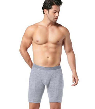 3 Adet Gümüş Erkek Likralı Uzun Boxer 4074