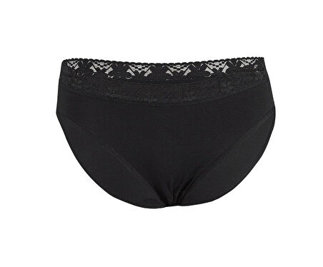 6 Adet Yıldız Bayan Likralı Dantelli Bikini Külot Siyah 3528