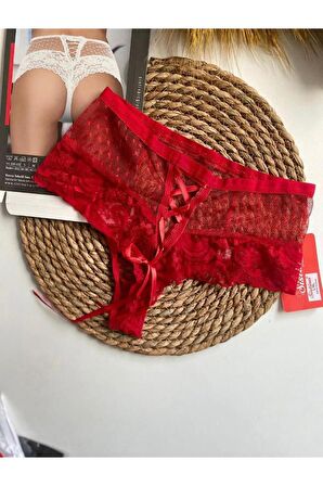 Sistina Kadın Kırmızı Puanlı Dantelli Külot Margarita 1006