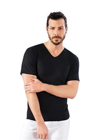 6 Adet Lüx Drm Erkek Penye Kısa Kollu V Yaka Fanila Atlet 203