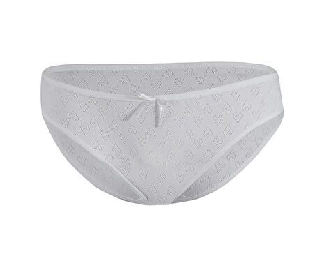 6 Adet Yıldız Bayan Kalpli Ribana Bikini Külot Slip Beyaz 3575