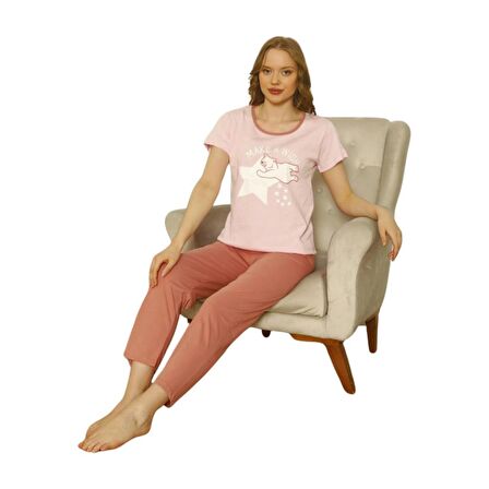 Özlem Kadın Kısa Kollu Pijama Takımı 4000