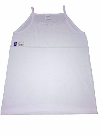 12 li Paket Sedef Yıldızı Kız Çocuk İp Askılı Atlet Beyaz