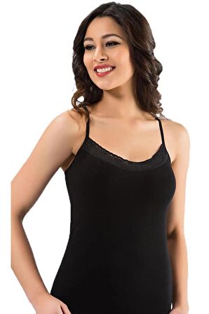 Kota Kadın İnce Dantelli İp Askılı Atlet Renk Seçenekli 6019