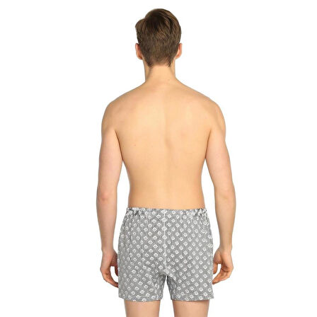 12 Adet Kota Desenli Erkek Penye Boxer 1004