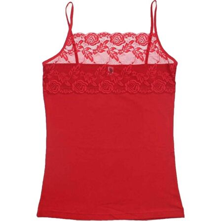 Gümüş Kadın Önü Geniş Dantelli İp Askılı Atlet 4064