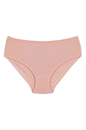 6 Adet Yıldız Kadın Ribana Kalpli Bato Külot Pudra 3588