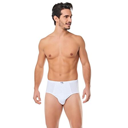 6 Adet Seher Yıldızı Erkek Büyük Beden Penye Slip Külot Beyaz 005