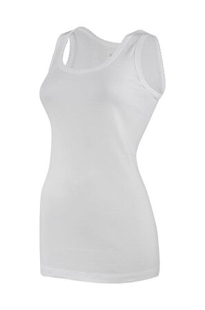 3 Adet Yıldız Kadın Ribana Oyalı Geniş Askılı Atlet Beyaz 2055