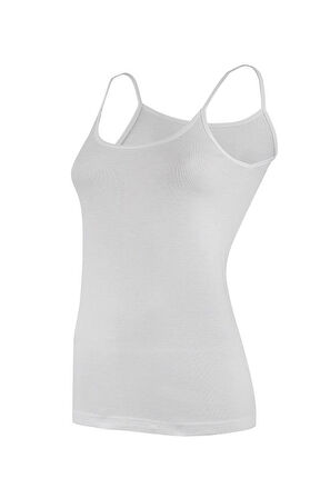 3 Adet Yıldız Kadın Ribana Biyeli İp Askılı Atlet Beyaz 2043