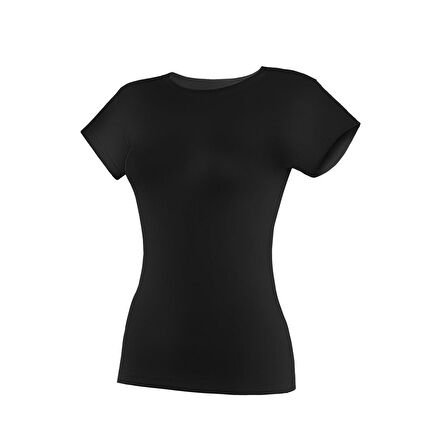 6 Adet Yıldız Kadın Likralı Kısa Kollu T-Shirt Fanila Siyah 2141