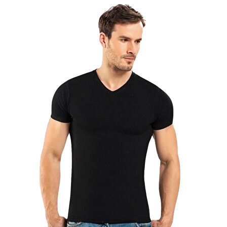 6 Adet Anıt Erkek Modal V Yaka Kısa Kollu Fanila Atlet 1204