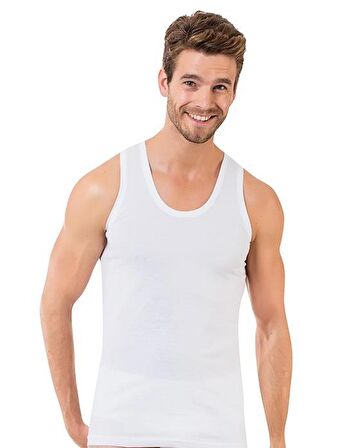 6 Adet Öztaş Erkek Beyaz Pamuklu Penye Süprem Atlet A1001