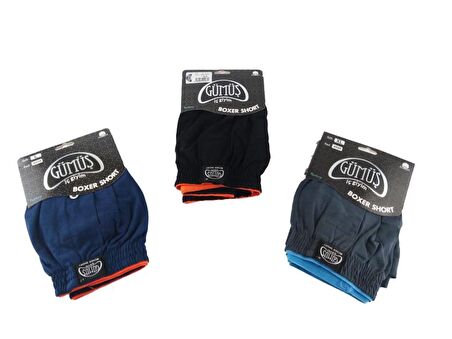 6 lı Paket Gümüş Erkek Penye Boxer Düz Renk Pamuklu Erkek Boxer