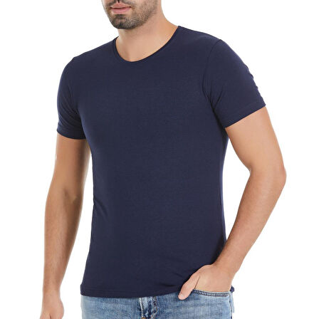 3 Adet Yıldız Erkek Modal Kısa Kollu T-Shirt Fanila Lacivert 337