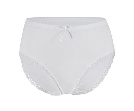 6 Adet Yıldız Kadın Likralı Dantelli Yüksek Bel Külot Beyaz 3750