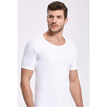 6 Adet İlke Erkek Kısa Kollu Fanila Atlet Beyaz 102