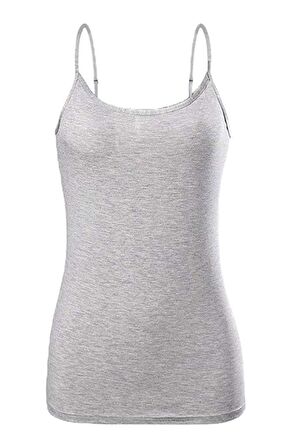 6 Adet Güryıldız Renkli Kadın Ribana Biyeli İp Askılı Atlet 20002