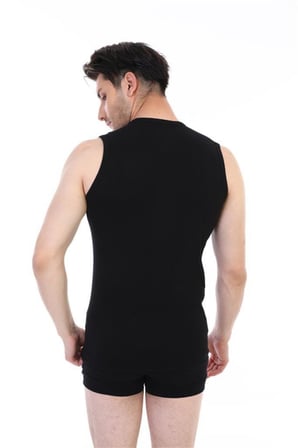 Çift Kaplan Erkek Ribana Kolsuz Spor Atlet Siyah 920