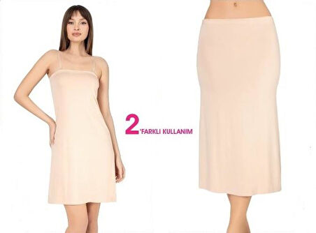 Lüx Drm 3007 Kadın Bambu Kombinezon Uzun Jüpon 2 Farklı Kullanım