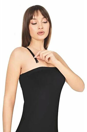 Lüx Drm 3007 Kadın Bambu Kombinezon Uzun Jüpon 2 Farklı Kullanım