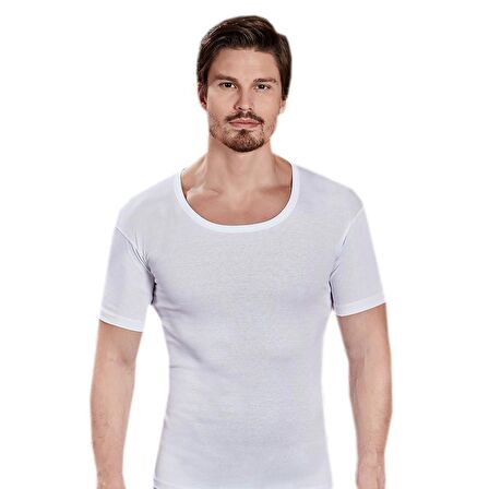 6 lı Paket Berrak Erkek Kısakol Bisiklet Yaka Fanila 1002 Beyaz