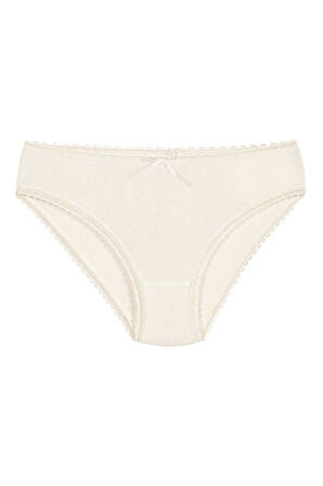 6 Adet Yıldız Kadın Bambu Dantelli Bikini Külot Ekru 3882