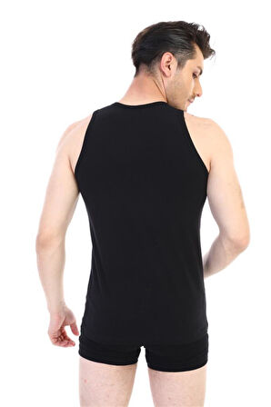 3 Adet Çift Kaplan Erkek Elastanlı Siyah Atlet 917