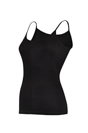 3 Adet Yıldız Kadın Ribana Biyeli İp Askılı Atlet Siyah 2047