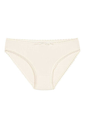 6 Adet Yıldız Bayan Modal Dantelli Bikini Külot Ekru 3902