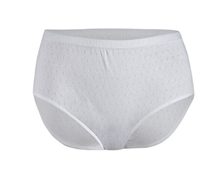 6 Adet Yıldız Kadın Ribana Desenli Yüksek Bel Külot Beyaz 3905